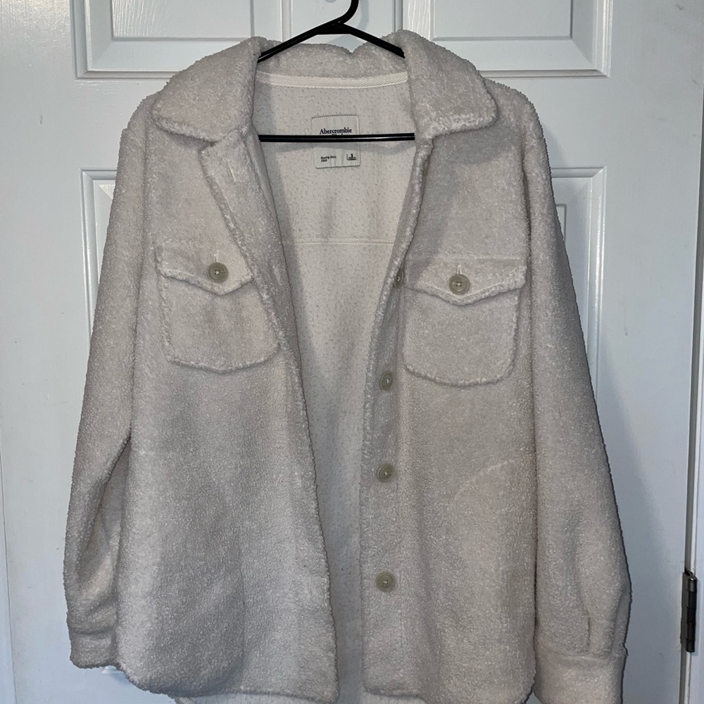 Abercrombie & Fitch Cream Teddy Jacket Soft Texture